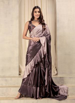 Looking These Party Wear Ready To Wear Saree in Fine Colored.These Saree Are Satin And Blouse is Satin Fabricated.Its Beautified With Pedding Color Hand Designer With Printed Blouse.