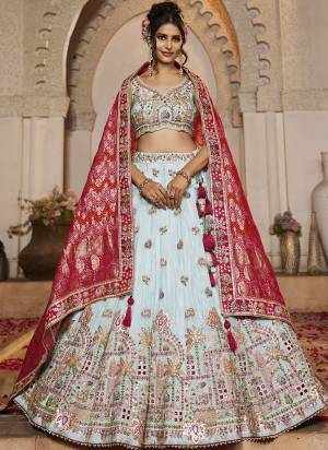 Attrective Looking This Party Wear Fine Color Fancy Heavy Designer Choli And Lahenga Fabriced On Tissue And Dupatta Viscose Rayon In Fabricated Beautified With Attrective Designer Heavy Sequance,Multy Thread,Mirror Embroidery Work. Buy Now.