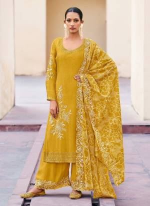 Attrective Looking These Plazzo Suit in Fine Colored Pair With Bottom And Dupatta.These Top And Bottom Are Fabricated On Chinon Pair With Organza Dupatta.Its Beautified With Designer Embroidery Work With Printed Dupatta.