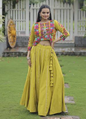 Looking These Beautiful Looking Navratri Wear Free Size Stitched Lahenga With Koti Style Choli.These Lahenga Are Roman Silk And Blouse is Fabricated On Ramon Silk.Its Beautified With Designer Kutchi Gamthi Embroidery Work.