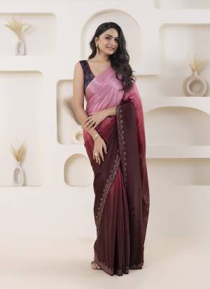 Looking These Party Wear Ready To Wear Saree in Fine Colored.These Saree Are Satin And Blouse is Satin Fabricated.Its Beautified With Pedding Color Designer With Swarovski Border And Printed Blouse.