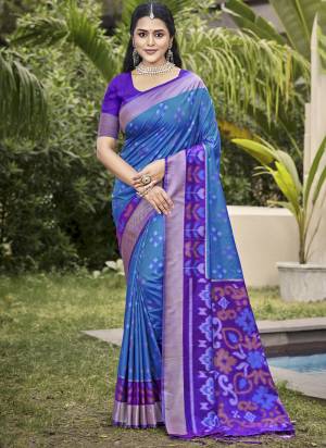 Looking These Fastive And Party Wear Saree in Fine Colored.These Saree And Blouse is Fabricated On Pochampalli Silk.Its Beautified With Wevon Designer.