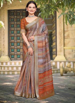 Look These Fastive Saree in Fine Colored.These Saree Are Linen Cotton And Blouse is Fabricated On Linen Cotton Pair.Its Beautified With Wevon Jari Border With Designer Digital Printed.