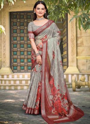 Look These Fastive Saree in Fine Colored.These Saree Are Linen Cotton And Blouse is Fabricated On Linen Cotton Pair.Its Beautified With Wevon Jari Border With Designer Digital Printed.