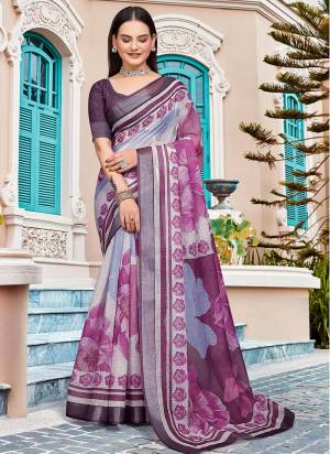 Look These Fastive Saree in Fine Colored.These Saree Are Linen Cotton And Blouse is Fabricated On Linen Cotton Pair.Its Beautified With Wevon Jari Border With Designer Digital Printed.