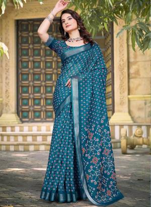 Attrective These Fastive Saree in Fine Colored.These Saree Are Linen Cotton And Blouse is Fabricated On Linen Cotton Pair.Its Beautified With Wevon Jari Border With Designer Digital Printed.