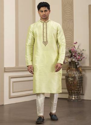 Looking These Party Wear Mans Wear Kutra Payjama wearing this fashionable. Tailored Kurta Are Art Silk And Payjama Art Silk finest Fabriced With Designer Hand Embroidery Work.