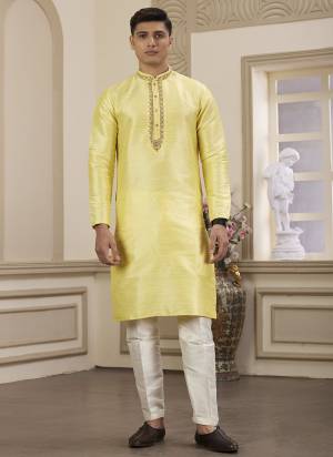 Looking These Party Wear Mans Wear Kutra Payjama wearing this fashionable. Tailored Kurta Are Art Silk And Payjama Art Silk finest Fabriced With Designer Hand Embroidery Work.