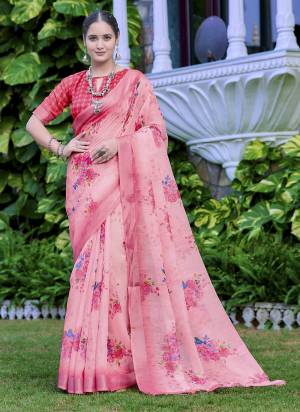 Garb These Fastive Saree in Fine Colored.These Saree Are Linen Cotton And Blouse is Fabricated On Linen Cotton Pair.Its Beautified With Wevon Jari Border With Designer Digital Printed.