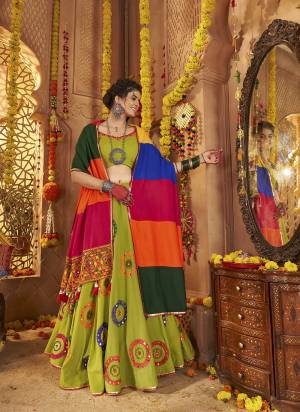 Attrective These Navratri Special Lehenga Choli in Fine Colored.These Lehenga Are Viscose Cotton And Blouse Are Viscose Cotton And Dupatta Are Fabricated On Viscose Cotton.Its Beautified With Designer Multy Thread,Mirror Embroidery Work.
