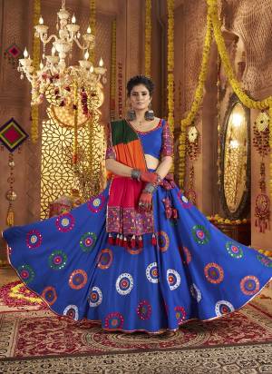 Attrective These Navratri Special Lehenga Choli in Fine Colored.These Lehenga Are Viscose Cotton And Blouse Are Viscose Cotton And Dupatta Are Fabricated On Viscose Cotton.Its Beautified With Designer Multy Thread,Mirror Embroidery Work.