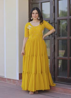  Looking These Beautiful Looking Readymade Long Gown.These Gown is Fabricated On Faux Georgette.Its Beautified With Designer Beads Embroidery Work.
