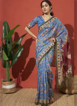 Attrective These Party Wear Saree in Fine Colored.These Saree And Blouse is Fabricated On Cotton Silk.Its Beautified With Designer Digital Printed.