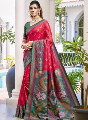 Looking These Fastive And Party Wear Saree in Fine Colored.These Saree And Blouse is Fabricated On Pochampalli Silk.Its Beautified With Woven Designer.