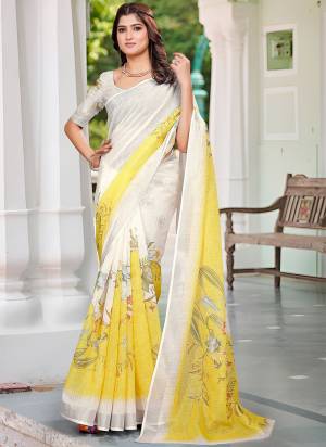 Garb These Fastive Saree in Fine Colored.These Saree Are Linen Cotton And Blouse is Fabricated On Linen Cotton Pair.Its Beautified With Wevon Jari Border With Designer Digital Printed.