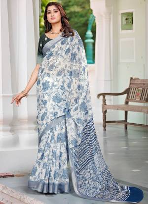 Garb These Fastive Saree in Fine Colored.These Saree Are Linen Cotton And Blouse is Fabricated On Linen Cotton Pair.Its Beautified With Wevon Jari Border With Designer Digital Printed.