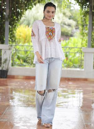 Looking These Beautiful Navratri  Readymade Short Kurti.These Kurti is Fabricated On Georgette.Its Beautified With Designer Schiffli Embroidery With Kutchi Gamthi Patch Work.