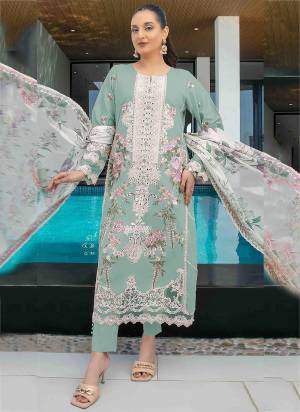 Looking These Designer Suit in Fine Colored Pair With Bottom And Dupatta.These Top Are Cotton And Dupatta Are Fabricated On Organza Pair With Cotton Bottom.Its Beautified With Printed Designer With Embroidery Work.