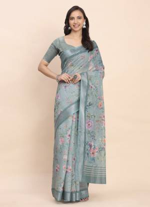 Looking These Fastive And Party Wear Saree in Fine Colored.These Saree And Blouse is Fabricated On Linen Cotton.Its Beautified With Woven Jari Border Designer With Printed.