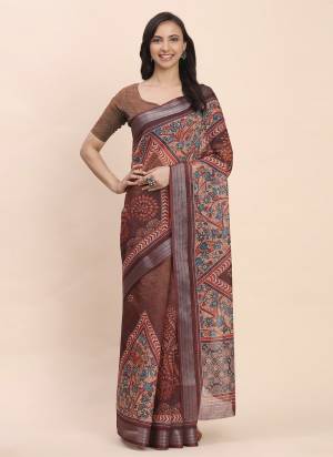 Looking These Fastive And Party Wear Saree in Fine Colored.These Saree And Blouse is Fabricated On Linen Cotton.Its Beautified With Woven Jari Border Designer With Printed.