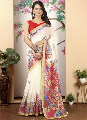 Garb These Fastive Saree in Fine Colored.These Saree Are Linen Cotton And Blouse is Fabricated On Linen Cotton Pair.Its Beautified With Wevon Jari Border With Designer Digital Printed.