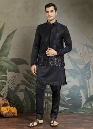 Attrective These Party Wear Readymade Kurta Payjama With Jacket Pair in Fine Colored.These Kurta Payjama And Jacket Are Silk Fabricated on Pair.Its Beautified With Designer Mirror,Thread,Sequance Embroidery Work.