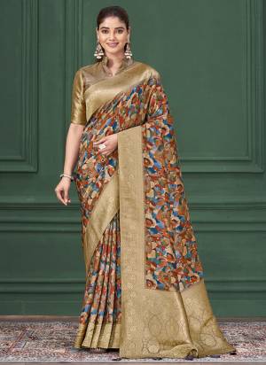 Look Attrective These Designer Party Wear Saree in Fine Colored.These Saree Are Tussar Silk And Blouse Tussar Silk is Fabricated.Its Beautified Woven Jacquard Pallu Border Desiger With Digital Printed.