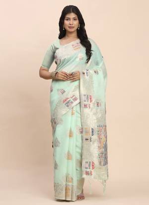 Looking These Fastive And Party Wear Saree in Fine Colored.These Saree And Blouse is Fabricated On Linen Cotton.Its Beautified With Woven Jacquard Designer.