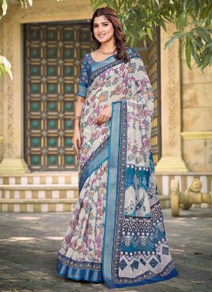 Garb These Fastive Saree in Fine Colored.These Saree Are Linen Cotton And Blouse is Fabricated On Linen Cotton Pair.Its Beautified With Wevon Jari Border With Designer Digital Printed.