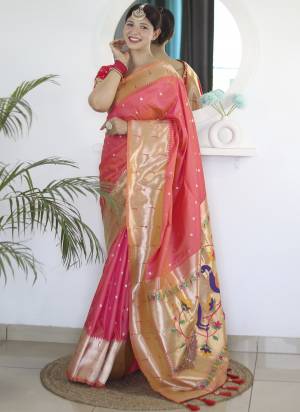 Garb These Party Wear Saree in Fine Colored.These Saree Are Paithani Silk And Blouse is Fabricated On Art Silk.Its Beautified With Weaving Jacquard Designer With Embroidery Work Blouse.