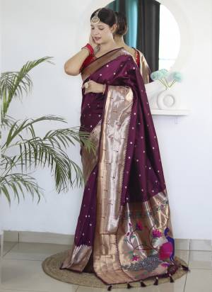 Garb These Party Wear Saree in Fine Colored.These Saree Are Paithani Silk And Blouse is Fabricated On Art Silk.Its Beautified With Weaving Jacquard Designer With Embroidery Work Blouse.