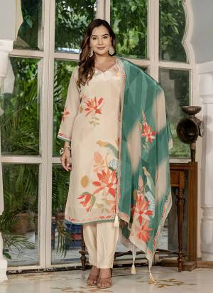 Attractive These Designer Readymade Suit in Fine Colored Pair With Bottom And Dupatta.These Top And Dupatta Are Fabricated On Natural Crepe Pair With Viscose Santoon Bottom.Its Beautified With Designer Digital Printed With Hand Work.