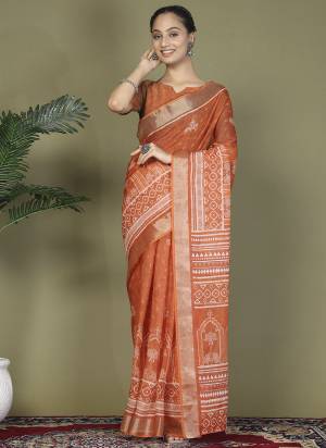 Looking These Fastive And Party Ready To Wear Saree in Fine Colored.These Saree And Blouse is Fabricated On Cotton.Its Beautified With Woven Jari Border Designer With Digital Printed.