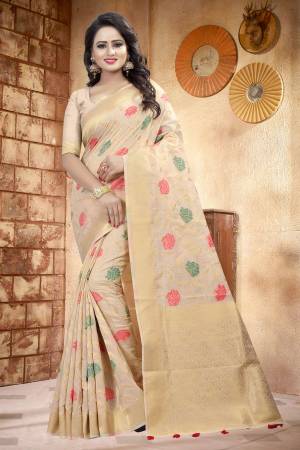 Simple And Elegant Looking Pretty Saree Is Here In Beige Color Paired With Beige Colored Blouse. This Saree And Blouse Are Fabricated On Linen Which Is Soft Towards skin And Light Weight. This Saree Is Suitable For Your Festive Wear Oy Any Social Function. 