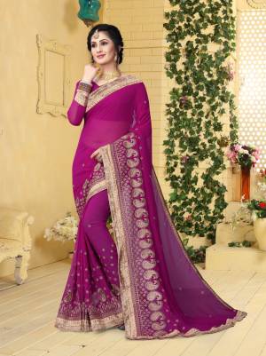 Shine Bright In This Attractive Looking Magenta Pink Colored Saree Paired With Magenta Pink Colored Blouse. This Saree And Blouse are Georgette Based Beautified With Jari Embroidery.