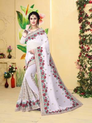 Simple and Elegant Looking Saree Is Here In White Color Paired With White Colored Blouse. This Saree And Blouse Are Fabricated On Georgette Beautified With Resham And Jari Embroidery. Buy Now.