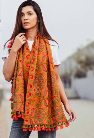 Grab This Beautiful Scarf For This Winter Which Can Be Paired With Western Or Even Kurtas. It Is Fabricated On Khadi Beautified With Woollen Thread Work. Buy Now.