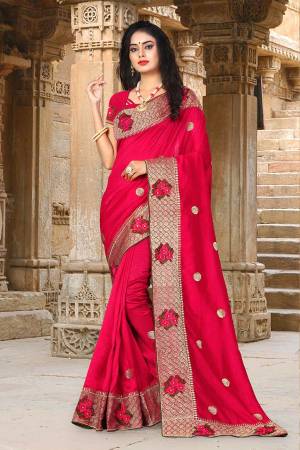 Here Is A Beautiful Designer Saree For All Occasion Wear. This Silk Based Saree And Blouse Are Beautified With Attractive Jari And Thread Emnroidery. Its Fabrics Ensures Superb Comfort All Day Long. 