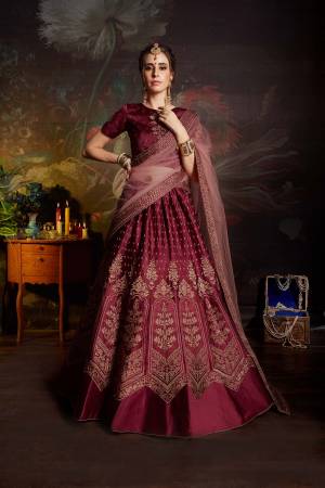 You Will Earn Lots Of Compliments Wearing This Pretty Color Pallete With This Designer Lehenga Choli In Magenta Pink Color Paired With Baby Pink Colored Dupatta. This Lehenga Choli Is Fabricated On Satin Paired With Net Fabricated Dupatta. Buy Now.