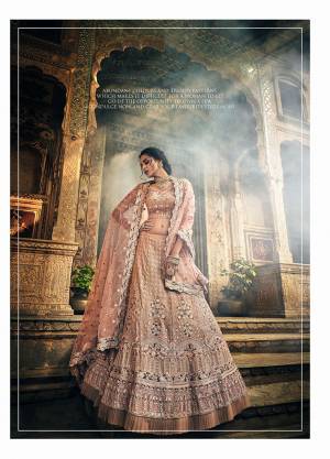 For A Lovely Designer Look, Grab This Trendy Designer Lehenga Choli In All Over Peach Color. This Heavy Embroidered Lehenga Choli Is Fabricated On Georgette Paired With Net Fabricated Dupatta. Its Pretty Color Pallete And Detailed Embroidery Will Definitely Earn You Lots Of Compliments From Onlookers. 