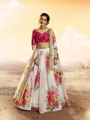 Look Pretty In This Designer Lehenga Choli In Red Colored Blouse Paired With White Colored Lehenga And Dupatta. Its Blouse Is Fabricated On Art Silk Beautified With Embroidery Paired With Orgenza Fabricated Lehenga And Dupatta Beautified With Pretty Floral Prints. 