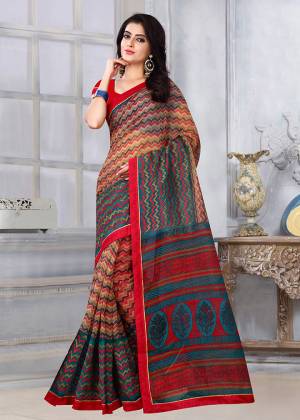 Simple and Elegant Looking Printed Saree Is Here For Your Casual Or Semi-Casual Wear. This Saree and Blouse Are Fabricated On Kota Silk Beautified With Prints All Over. It Is Light In Weight and Easy To Carry All Day Long. 