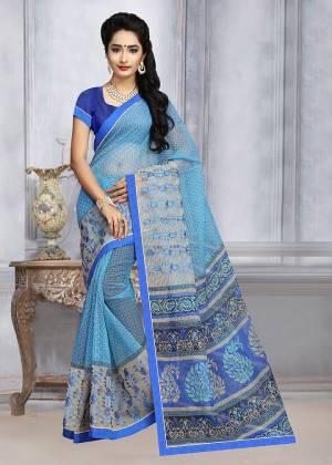 Simple and Elegant Looking Printed Saree Is Here For Your Casual Or Semi-Casual Wear. This Saree and Blouse Are Fabricated On Kota Silk Beautified With Prints All Over. It Is Light In Weight and Easy To Carry All Day Long. 