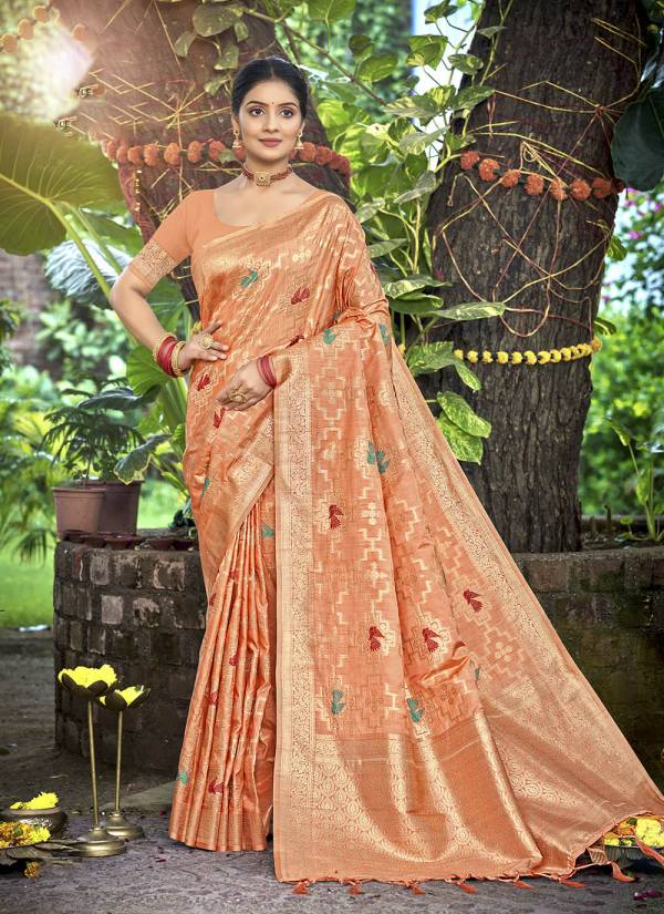 Lavender Zari Woven Silk Blend Wedding Wear Collection Piece