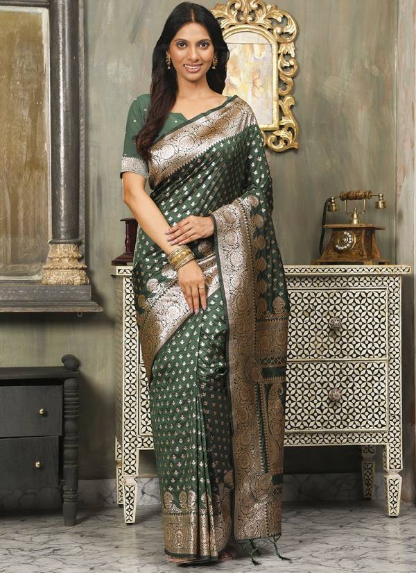 Off White Stone Work Art Silk Ethnic Wear Ensemble