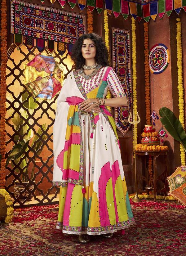 Golden Ivory Gota Patti Net Designer Lehenga