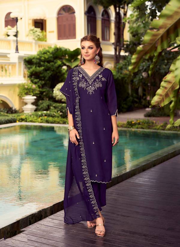 Teal Blue Thread Embroidered Cotton Silk Eid Collection Suit