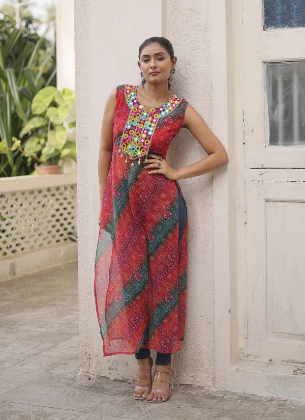 Turquoise Hand Block Printed Silk Printed Kurti