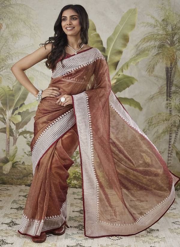 Turquoise Stone Work Art Silk Wedding Wear Collection Piece