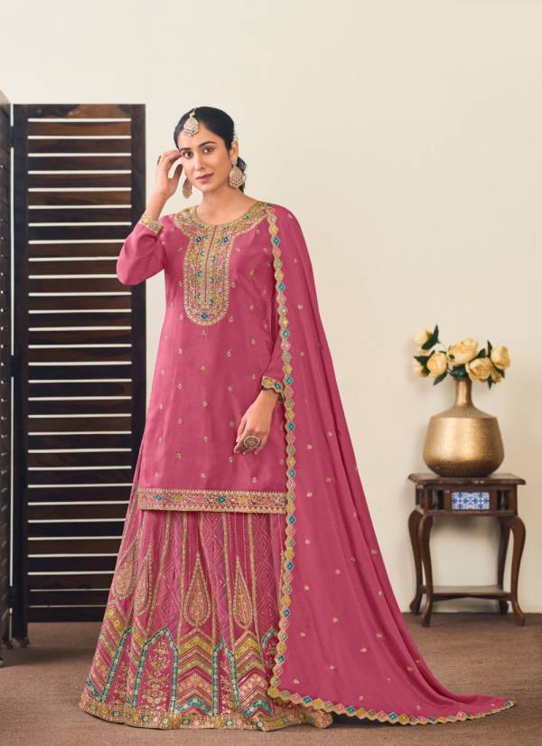 Blush Pink Hand Block Printed Georgette Festival Wear Outfit